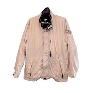 Vintage Forecast 1991 Field Jacket Tan Blue Nylon Fishing Chore Windbreaker 52